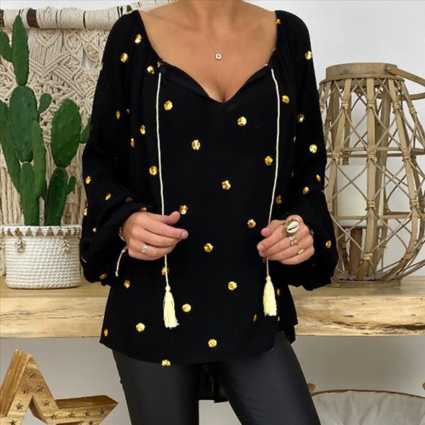 plus size women blouse v neck tassel dots print long flare sleeve loose pullover female 2020 summer fashion long blouses, White
plus size women blouse v neck tassel dots print long flare sleeve loose pullover female 2020 summer fashion long blouses, White