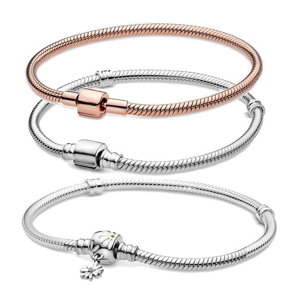 original 925 sterling silver bracelet rose moments barrel clasp snake chain bracelet bangle fit bead charm diy fashion jewelry t200422, Black
original 925 sterling silver bracelet rose moments barrel clasp snake chain bracelet bangle fit bead charm diy fashion jewelry t200422, Black