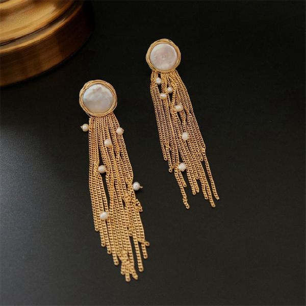 fresh water baroque pearl tassel long earrings for women engagement vintage handmade fine luxury jewellery trendy, Golden
fresh water baroque pearl tassel long earrings for women engagement vintage handmade fine luxury jewellery trendy, Golden