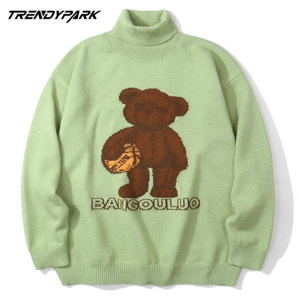 men's sweaters 2021 men turtelneck neck sweater pullover cartoon bear print knitted soft dense streetwear hip hop jumper, White;black
men's sweaters 2021 men turtelneck neck sweater pullover cartoon bear print knitted soft dense streetwear hip hop jumper, White;black