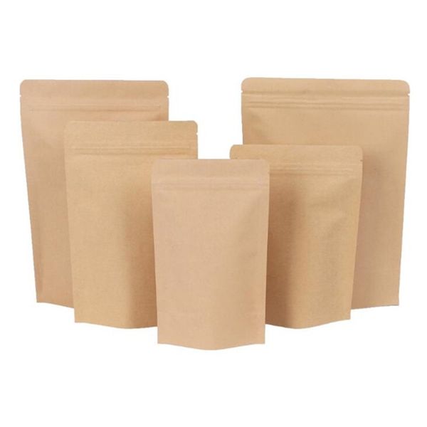 11 sizes brown kraft paper stand-up bags heat sealable resealable zip pouch inner foil food storage packaging bag with tear notc 4 l2
11 sizes brown kraft paper stand-up bags heat sealable resealable zip pouch inner foil food storage packaging bag with tear notc 4 l2