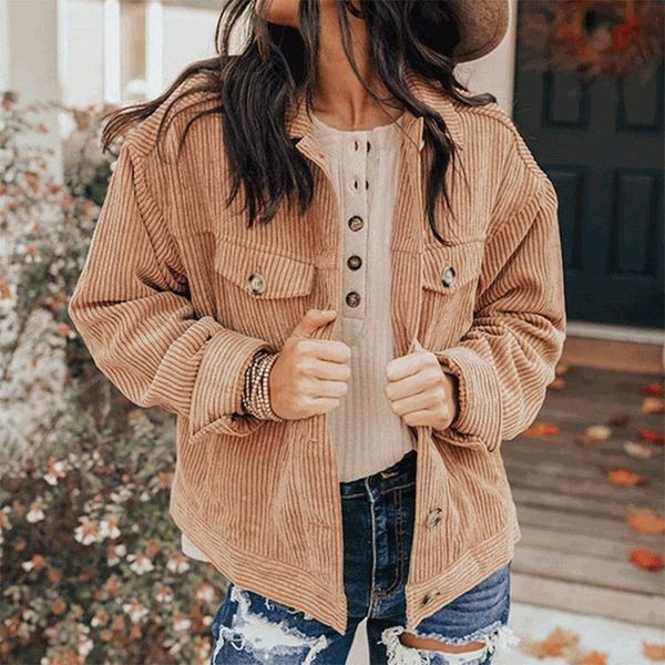 women's jackets corduroy women jacket long sleeve turn-down collar pocket single breasted female coat 2021 autumn winter fashion ldd202, Black;brown
women's jackets corduroy women jacket long sleeve turn-down collar pocket single breasted female coat 2021 autumn winter fashion ldd202, Black;brown