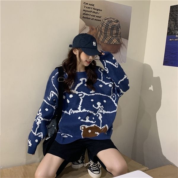 autumn fashion new sweater women bear pattern round collar long sleeve pullover kawaii loose casual streetwear q1217, White;black
autumn fashion new sweater women bear pattern round collar long sleeve pullover kawaii loose casual streetwear q1217, White;black