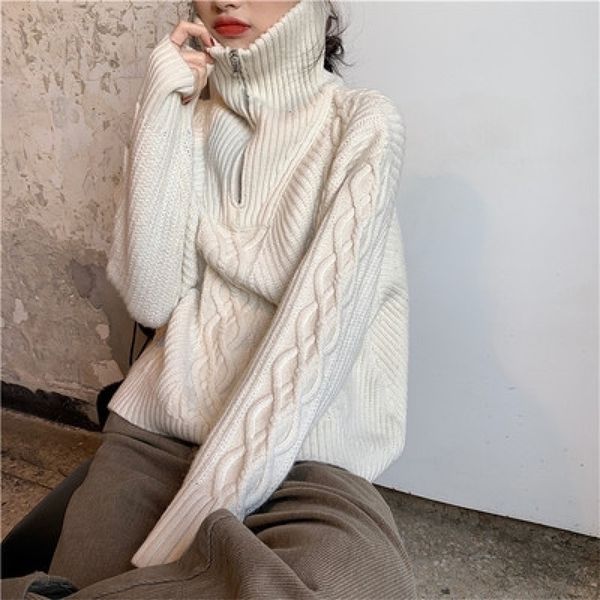 yamdi chic stand collar zipper up women sweaters new autumn winter loose twist striped long sleeve female knitted pullovers 201130, White;black
yamdi chic stand collar zipper up women sweaters new autumn winter loose twist striped long sleeve female knitted pullovers 201130, White;black