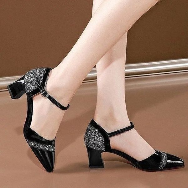 2020 women's high heels shallow pointed toe buckle strap thick heel luxury shoes women summer wedding party dress womens shoes #is8b, Black
2020 women's high heels shallow pointed toe buckle strap thick heel luxury shoes women summer wedding party dress womens shoes #is8b, Black