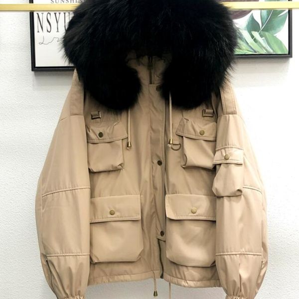 large natural raccoon fur women down coat winter thick 90% white duck down parka female hooded short jacket loose down outerwear c1204, Black
large natural raccoon fur women down coat winter thick 90% white duck down parka female hooded short jacket loose down outerwear c1204, Black