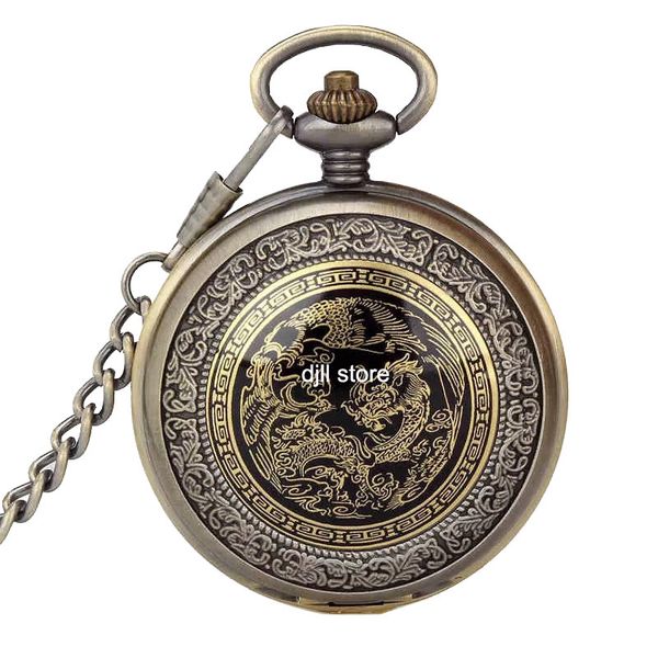 quartz pocket watch chinese dragon pendant fob watches bronze color case antique vintage style collection gift men women necklace watches, Slivery;golden
quartz pocket watch chinese dragon pendant fob watches bronze color case antique vintage style collection gift men women necklace watches, Slivery;golden