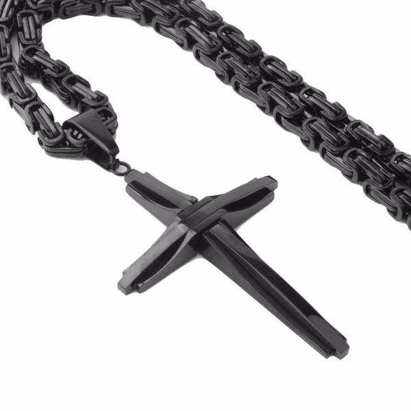 pendant necklaces est design black color cross necklace stainless steel link 5mm byzantine chain fashion mens womens jewelry, Silver
pendant necklaces est design black color cross necklace stainless steel link 5mm byzantine chain fashion mens womens jewelry, Silver