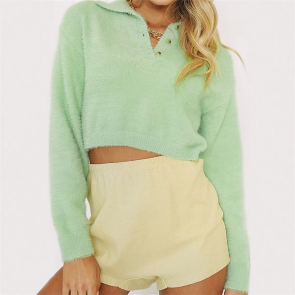 women turn down collar fluffy cropped jumper fuzzy cropped sweater 201221, White;black
women turn down collar fluffy cropped jumper fuzzy cropped sweater 201221, White;black