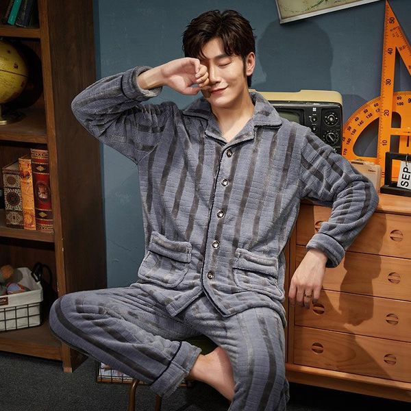 men's sleepwear pajamas coral fleece autumn and winter cardigan flannel thickening velvet pijama invierno hombre, Black;brown
men's sleepwear pajamas coral fleece autumn and winter cardigan flannel thickening velvet pijama invierno hombre, Black;brown