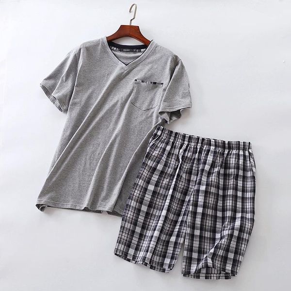 summer men home wear short sleeve short pants pajama sets male cotton indoor clothing1, Black;brown
summer men home wear short sleeve short pants pajama sets male cotton indoor clothing1, Black;brown