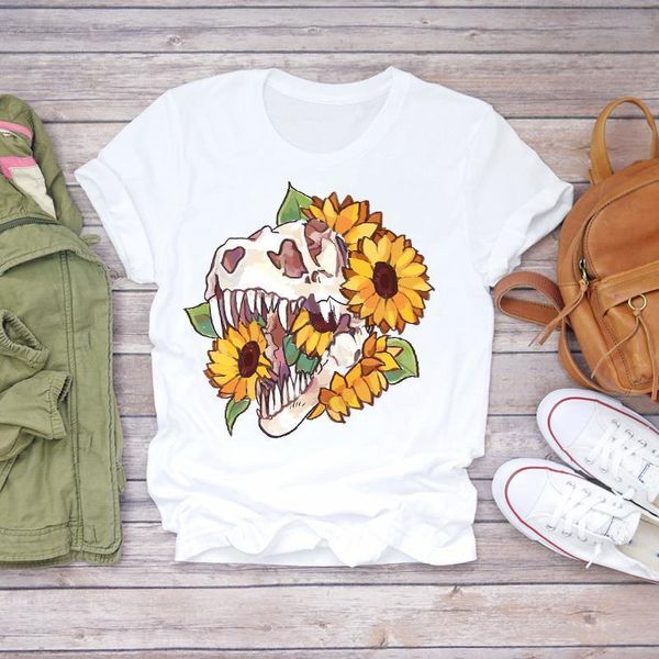 women flower dinosaur short sleeve fashion 90s lady print t-shirts t shirt ladies womens graphic female tee t-shirt, White
women flower dinosaur short sleeve fashion 90s lady print t-shirts t shirt ladies womens graphic female tee t-shirt, White