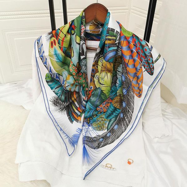 scarves fashion women scarf color feather print silk shawl foulard square head with buckle kerchief 90*90cm, Blue;gray
scarves fashion women scarf color feather print silk shawl foulard square head with buckle kerchief 90*90cm, Blue;gray