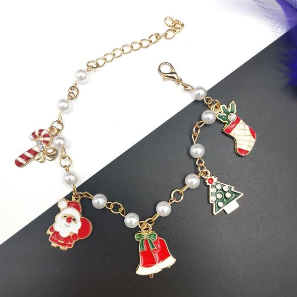 link, chain 2021 creative all-match christmas charm bracelet santa claus tree bell cane deer socks decorations, Black
link, chain 2021 creative all-match christmas charm bracelet santa claus tree bell cane deer socks decorations, Black