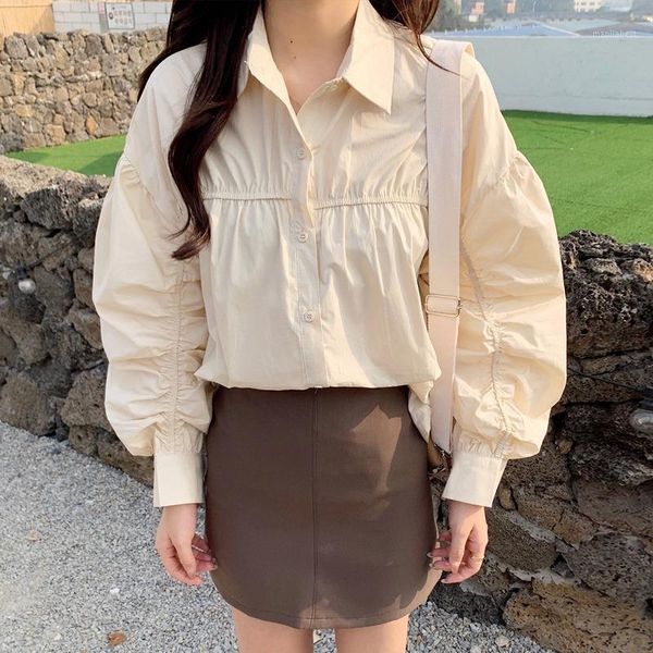 2020 new arrival women solid blouses korean turn-down collar puff long sleeve shirts drawstring vintage blusas mujer1, White
2020 new arrival women solid blouses korean turn-down collar puff long sleeve shirts drawstring vintage blusas mujer1, White