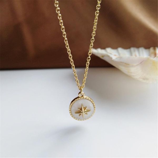 ruanme necklace femininity six-pointed star necklace contracted circular resin pendant girlfriends collarbone chain, Silver 
ruanme necklace femininity six-pointed star necklace contracted circular resin pendant girlfriends collarbone chain, Silver