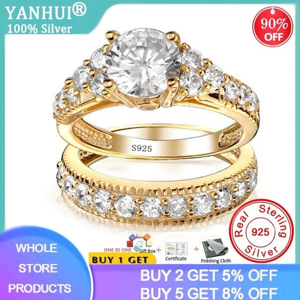 with certificate 100% original 925 solid silver rings set for women 2.0ct natural zirconia pure gold wedding rings set for bride 201006, Golden;silver
with certificate 100% original 925 solid silver rings set for women 2.0ct natural zirconia pure gold wedding rings set for bride 201006, Golden;silver