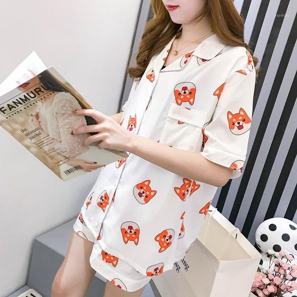 women summer pyjamas kpop shiba kawaii dog printed sleepwear silk pijamas mujer pajamas sets girl's nightwear1, Black;red
women summer pyjamas kpop shiba kawaii dog printed sleepwear silk pijamas mujer pajamas sets girl's nightwear1, Black;red