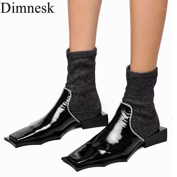 boots women chunky low heel stretch sock female square toe patent leather crystal decor patchwork ankle botas runway short boots1, Black
boots women chunky low heel stretch sock female square toe patent leather crystal decor patchwork ankle botas runway short boots1, Black