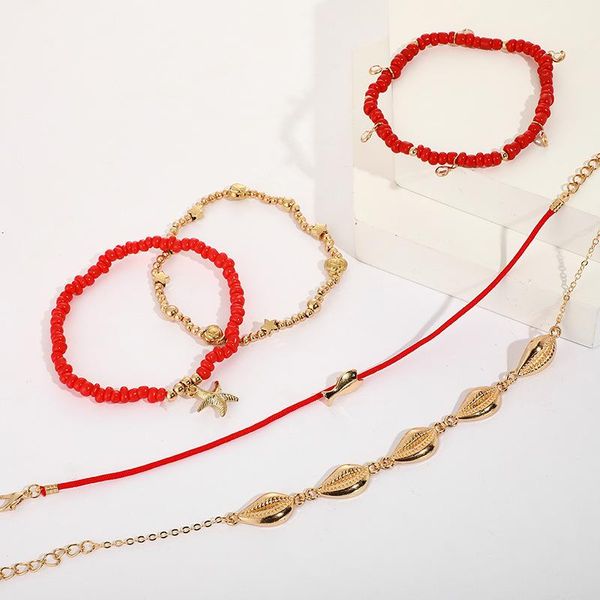 bohemian beaded ankle bracelets set multilayer fish shell charm red theme bracelets women anklet foot jewelry gift 5pcs h wmtzee, Red;blue
bohemian beaded ankle bracelets set multilayer fish shell charm red theme bracelets women anklet foot jewelry gift 5pcs h wmtzee, Red;blue