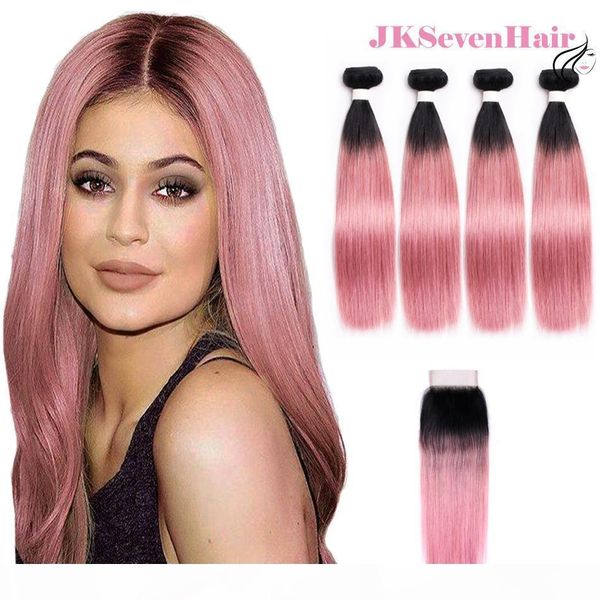 two tone 1b pink straight brazilian virgin hair weaves 4pcs with 4x4 inch lace closure dark root pink peruvian malaysian indian hair bundles, Black
two tone 1b pink straight brazilian virgin hair weaves 4pcs with 4x4 inch lace closure dark root pink peruvian malaysian indian hair bundles, Black