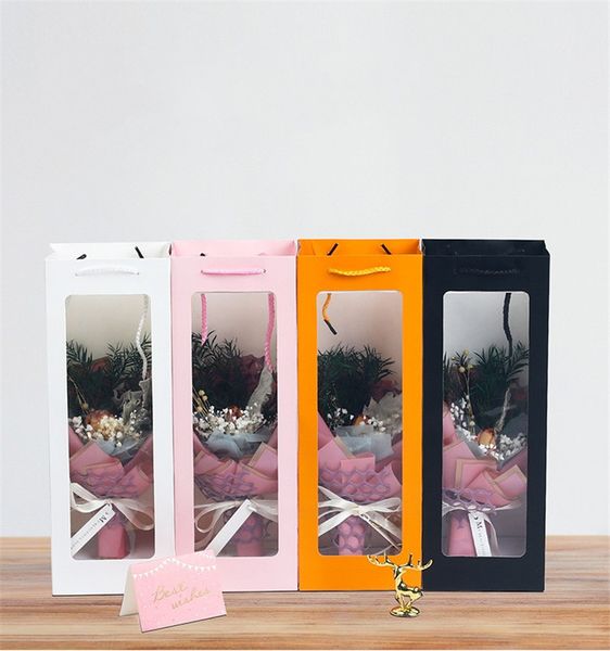 visible solid paper bags clear window white paper bag for wine flower gift packing party festival gift package
visible solid paper bags clear window white paper bag for wine flower gift packing party festival gift package