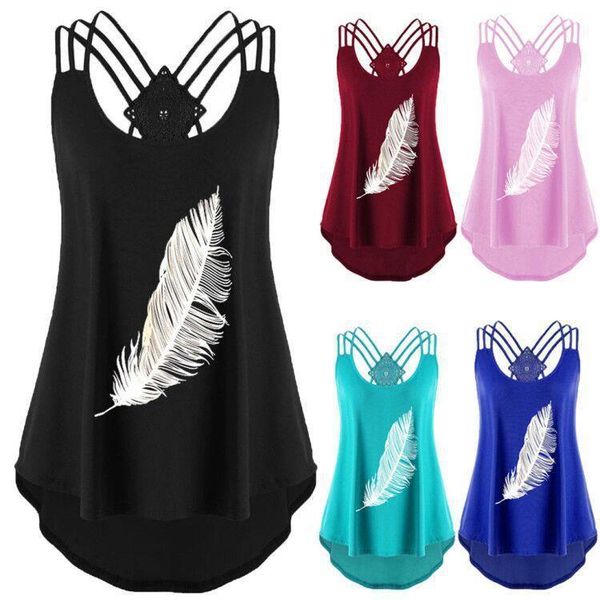 plus size new fashion women's summer burst feather print sling lace women's t-shirt top, White
plus size new fashion women's summer burst feather print sling lace women's t-shirt top, White