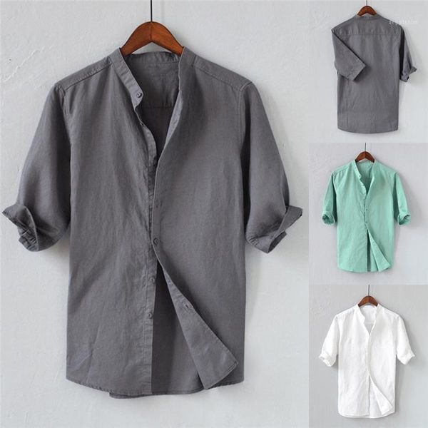 men's casual shirts man men linen summer men's breathable solid color button cotton five-point sleeve shirt male1, White;black
men's casual shirts man men linen summer men's breathable solid color button cotton five-point sleeve shirt male1, White;black