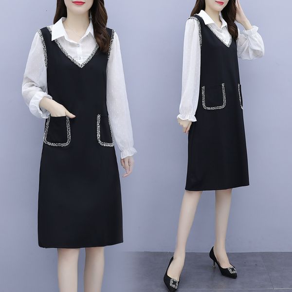 womens large plus size black white thin casual slices loose dressed in long sleeve u62f, Black;gray
womens large plus size black white thin casual slices loose dressed in long sleeve u62f, Black;gray