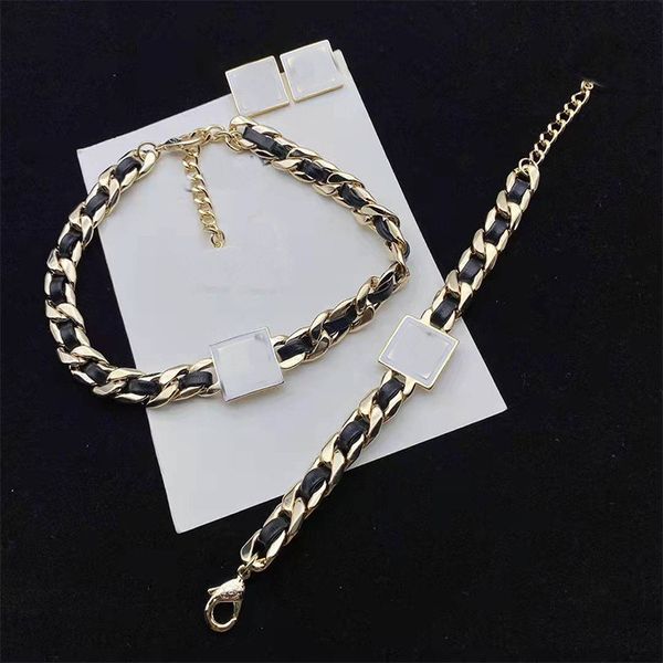 europe and the united states gold string leather necklace + bracelet + earrings set, square vintage versatile fashion, Golden;silver
europe and the united states gold string leather necklace + bracelet + earrings set, square vintage versatile fashion, Golden;silver