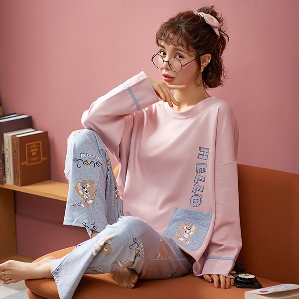 2021 new plus size women's autumn spring printing pajama set home wear female sleepwear o neck long sleeve casual ladies nightwear sl3q, Black;red 
2021 new plus size women's autumn spring printing pajama set home wear female sleepwear o neck long sleeve casual ladies nightwear sl3q, Black;red