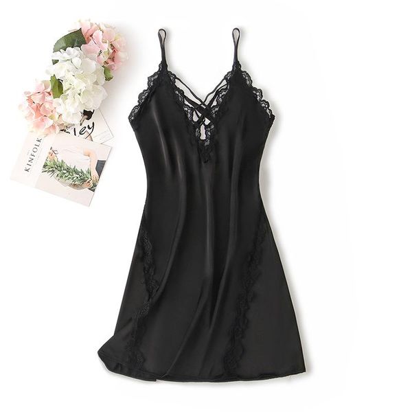women's sleepwear backless nightdress women satin nightgown lace intimate lingerie 2021 spaghetti strap nightwear homewear, Black;red
women's sleepwear backless nightdress women satin nightgown lace intimate lingerie 2021 spaghetti strap nightwear homewear, Black;red