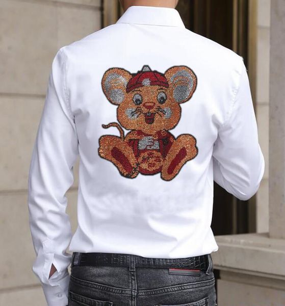 2022 europe style shirts summer spring rhinestone causal design new designer shirt, White;black
2022 europe style shirts summer spring rhinestone causal design new designer shirt, White;black