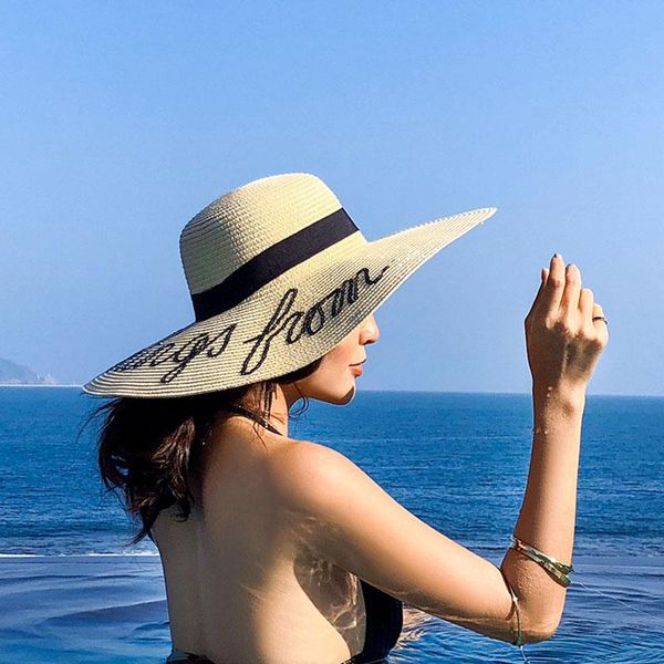 2021 summer new dome sun protection sun hats letters large eaves straw caps women's casual hat for beach seaside vacation a32069, Blue;gray
2021 summer new dome sun protection sun hats letters large eaves straw caps women's casual hat for beach seaside vacation a32069, Blue;gray