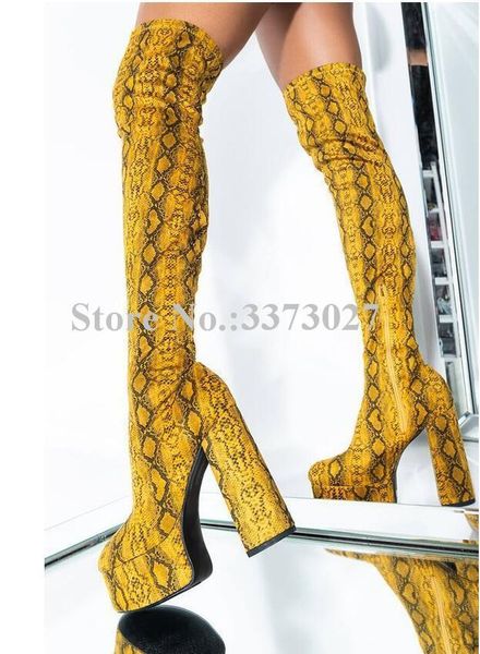 woman yellow snakeskin chunky heel long boots fashion design platform over the knee boots lady new banquet winter1, Black
woman yellow snakeskin chunky heel long boots fashion design platform over the knee boots lady new banquet winter1, Black