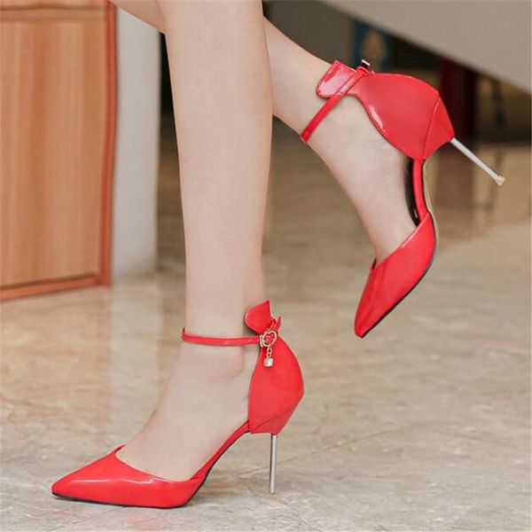 dress shoes large size 35-44 women's red pointed toe pumps 10cm high heel bridal wedding sweet ankle buckle stilettos, Black
dress shoes large size 35-44 women's red pointed toe pumps 10cm high heel bridal wedding sweet ankle buckle stilettos, Black