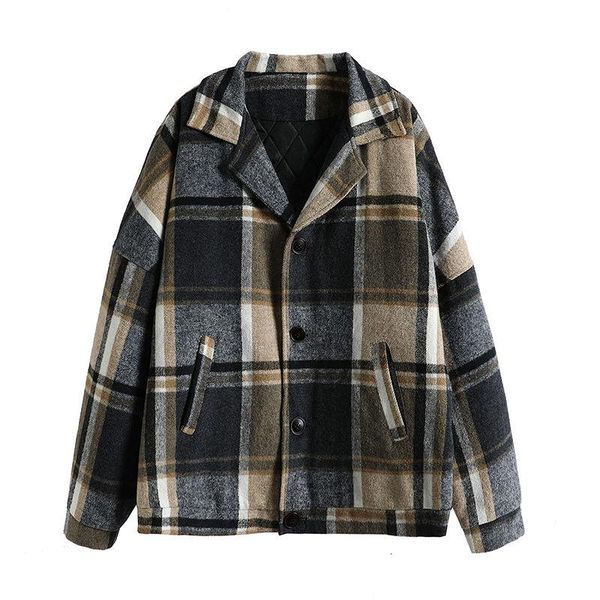men's wool & blends mens winter thick plaid woolen coat warmth fashion casual retro male loose korean short overcoat, Black
men's wool & blends mens winter thick plaid woolen coat warmth fashion casual retro male loose korean short overcoat, Black