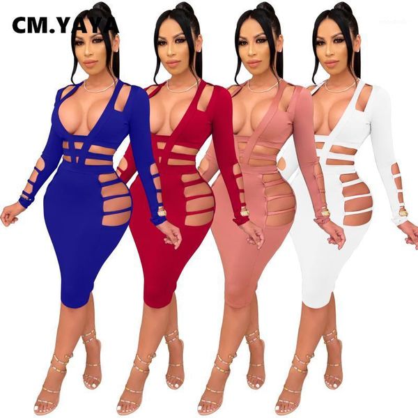 cm.yaya autumn winter hollow out women dress long sleeve bandage bodycon night club v-neck midi dresses1, Black;gray
cm.yaya autumn winter hollow out women dress long sleeve bandage bodycon night club v-neck midi dresses1, Black;gray