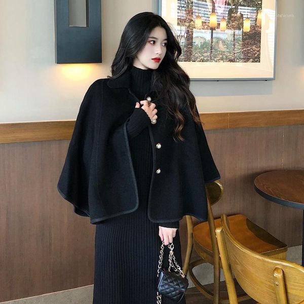 p shoot autumn and winter sense of design non-mainstream cloak woolen jacket women short-height elegant jacket -401, Black
p shoot autumn and winter sense of design non-mainstream cloak woolen jacket women short-height elegant jacket -401, Black