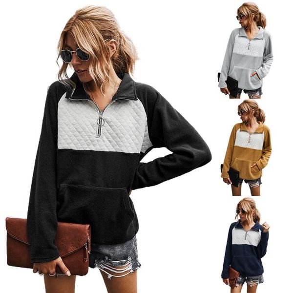 women quarter zip long sleeve sweatshirt color block lapel loose pullover dxaa, Black
women quarter zip long sleeve sweatshirt color block lapel loose pullover dxaa, Black