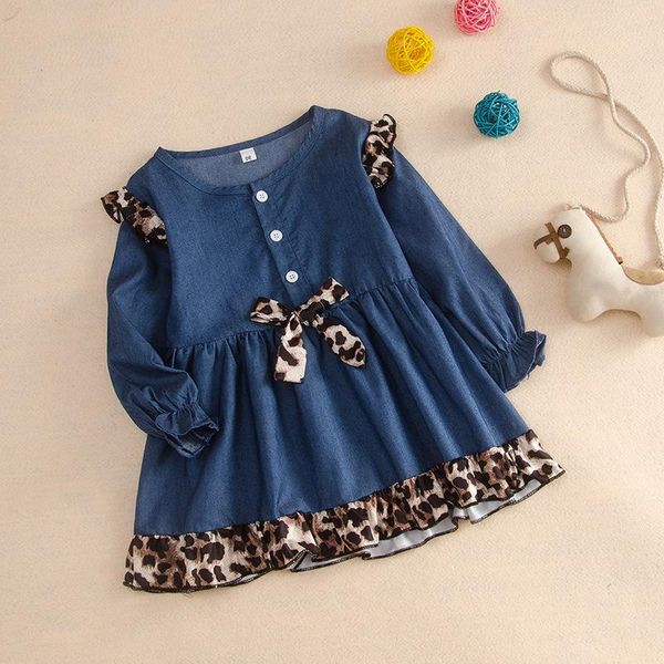 2021 new baby girls denim dress autumn winter newborn baby leopard ruffle dress fashion bow long sleeve princess dresses 3-7y, Red;yellow
2021 new baby girls denim dress autumn winter newborn baby leopard ruffle dress fashion bow long sleeve princess dresses 3-7y, Red;yellow