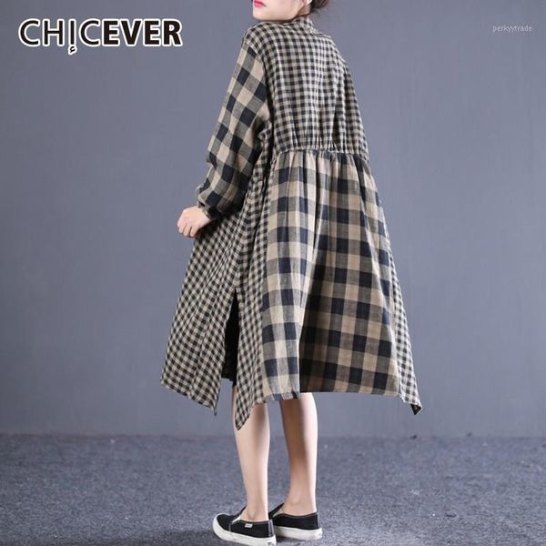 casual dresses chicever plaid dress for women stand collar long sleeve loose oversize hem split korean fashion clothes 2021 spring1, Black;gray
casual dresses chicever plaid dress for women stand collar long sleeve loose oversize hem split korean fashion clothes 2021 spring1, Black;gray