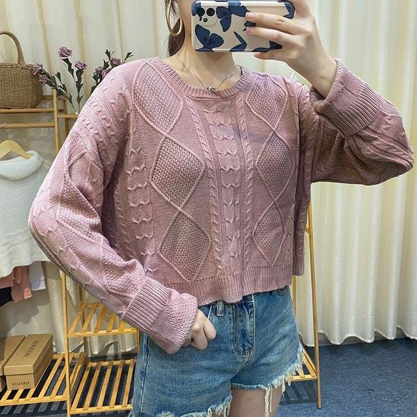 women's sweaters pink knit sweater female short pullover joker autumn and winter business solid color loose lazy wind knitwear women, White;black
women's sweaters pink knit sweater female short pullover joker autumn and winter business solid color loose lazy wind knitwear women, White;black