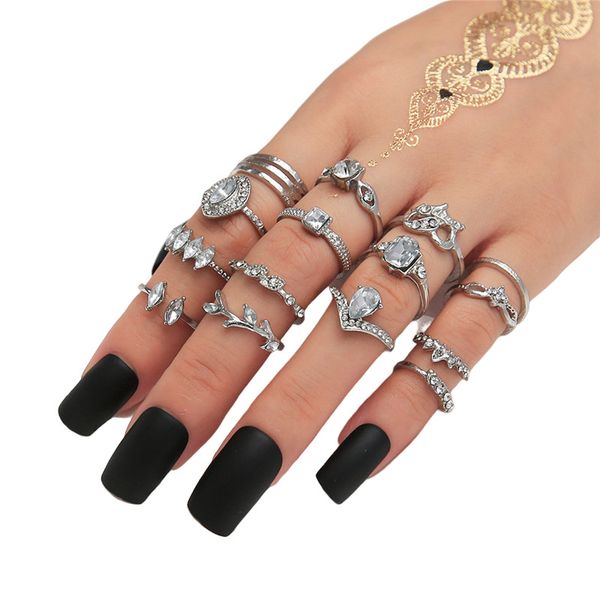 new vintage silver mix size rings sets for women bohemian geometric rings 15pcs/set cz zircon wedding ring set, Golden;silver
new vintage silver mix size rings sets for women bohemian geometric rings 15pcs/set cz zircon wedding ring set, Golden;silver