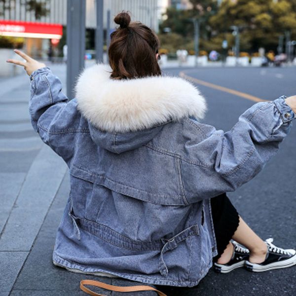 new warm winter jacket women autumn hooded coat stitched real fox fur female denim jackets women's bomber jacket, Black;brown
new warm winter jacket women autumn hooded coat stitched real fox fur female denim jackets women's bomber jacket, Black;brown
