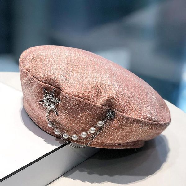 french designer baret cap with pearls luxury diamond embellishment hat plaid hats painter octagonal beret for women decorat x8r9, Blue;gray
french designer baret cap with pearls luxury diamond embellishment hat plaid hats painter octagonal beret for women decorat x8r9, Blue;gray