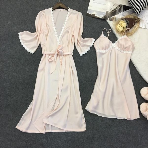 women's sleepwear pink lace female nighty&robe set 2pcs loose belt nightwear backless v-neck nightgown with bra summer intimate lingeri, Black;red
women's sleepwear pink lace female nighty&robe set 2pcs loose belt nightwear backless v-neck nightgown with bra summer intimate lingeri, Black;red