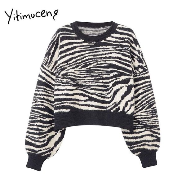 women's sweaters yitimuceng cashmere sweater winter clothes for women fall 2021 korean knit japanese fashion long sleeve zebra patchwor, White;black
women's sweaters yitimuceng cashmere sweater winter clothes for women fall 2021 korean knit japanese fashion long sleeve zebra patchwor, White;black