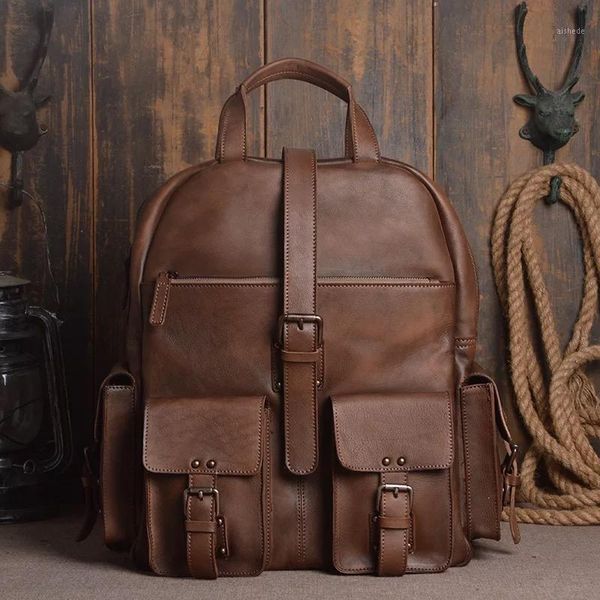 backpack vintage genuine vegetable tanned leather male computer bag back pack flap pockets authentic cowskin men's casual travel backpa
backpack vintage genuine vegetable tanned leather male computer bag back pack flap pockets authentic cowskin men's casual travel backpa