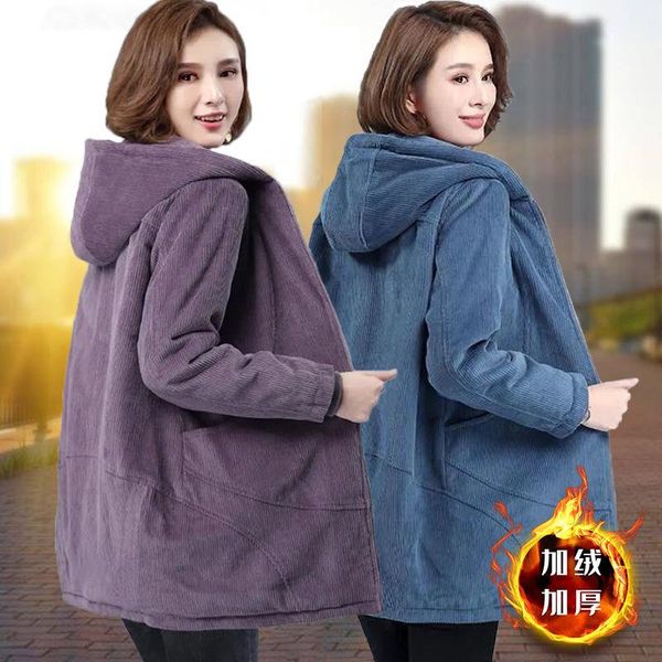 women corduroy coat 2021 new spring autumn plus velvet warm jacket plus size 5xl middle aged mother hooded windbreaker h186, Black;brown
women corduroy coat 2021 new spring autumn plus velvet warm jacket plus size 5xl middle aged mother hooded windbreaker h186, Black;brown